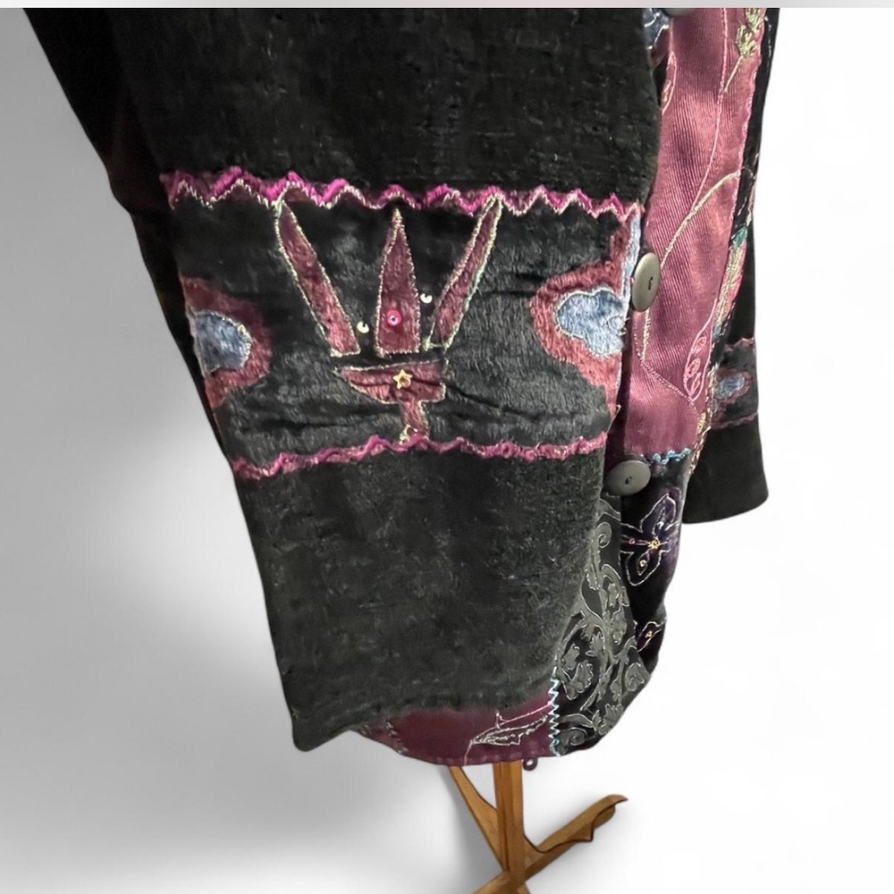 90s Vintage Flashback Silk & Velvet Patchwork Jac… - image 4